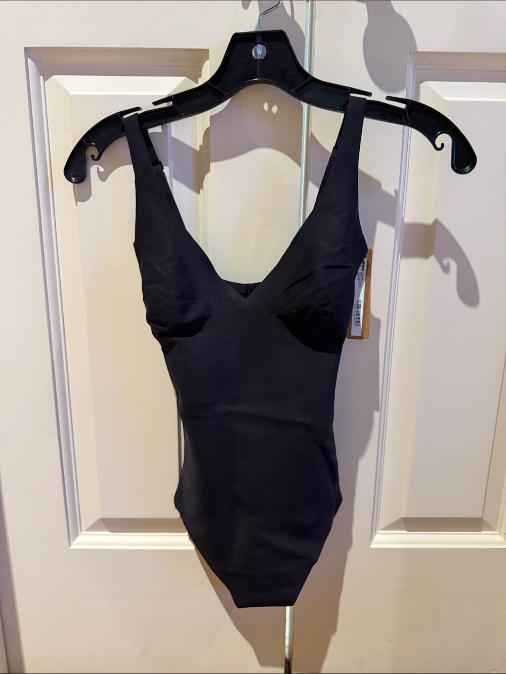 SKIMS Black V-Neck Seamless Shaping Bodysuit